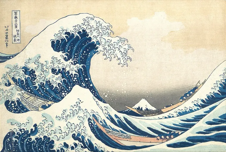 The Great Wave off Kanagawa, woodblock print by Hokusai